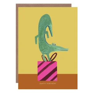 Dancing Croc On Present Birthday Greetings Card by Hutch Cassidy