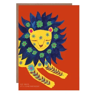 Decorative Lion Birthday Greetings Card by Hutch Cassidy