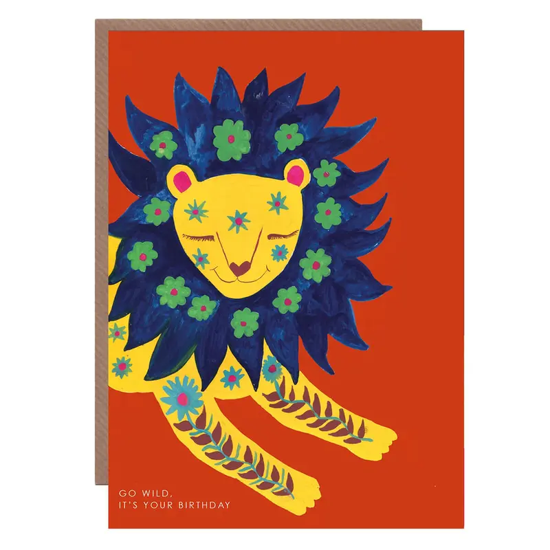 Decorative Lion Birthday Greetings Card by Hutch Cassidy