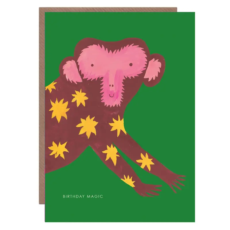 Decorative Monkey Birthday Greetings Card by Hutch Cassidy