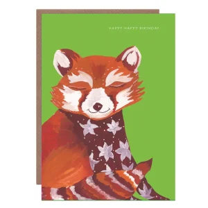 Decorative Red Panda Birthday Greetings Card by Hutch Cassidy