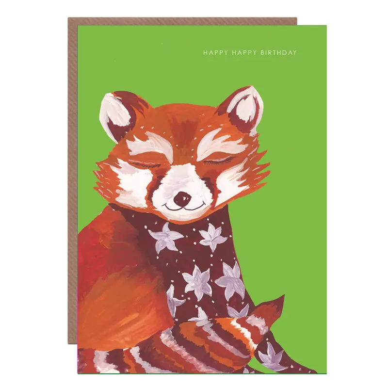Decorative Red Panda Birthday Greetings Card by Hutch Cassidy