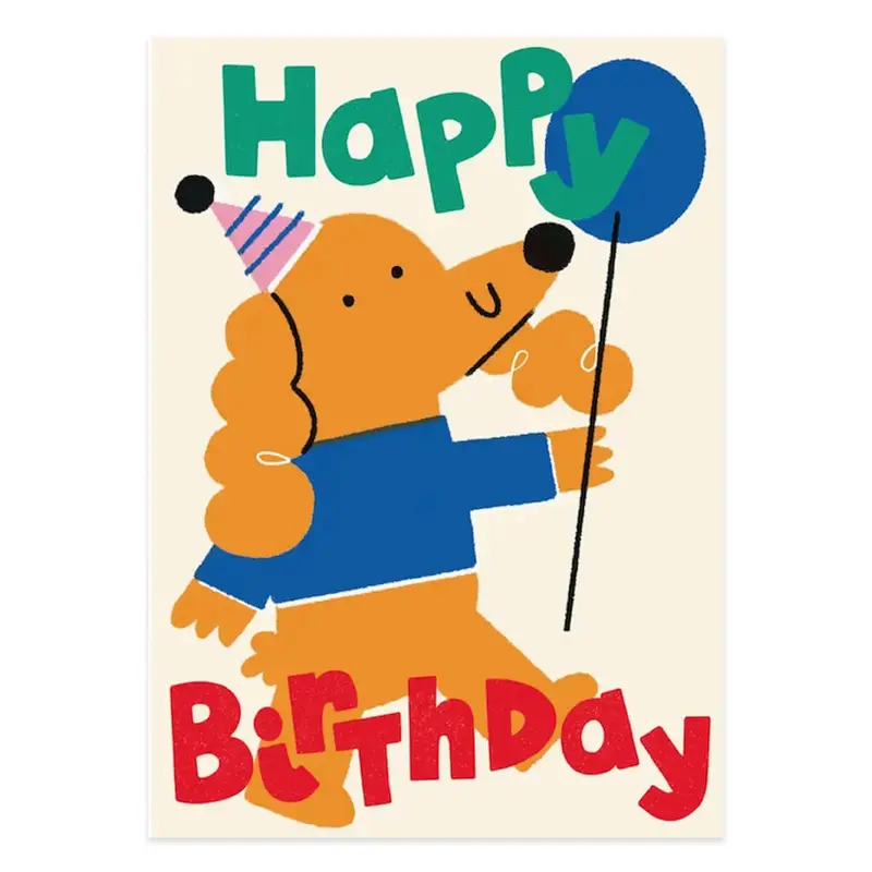 Happy Birthday Poodle Birthday Greetings Card by Studio Boketto