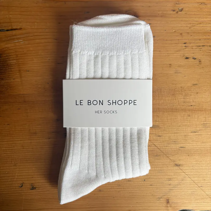 Her Adult Socks in Classic White by Le Bon Shoppe