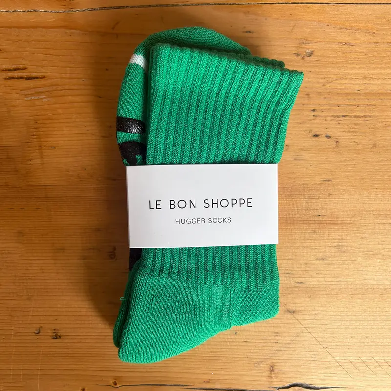 Hugger Adult Socks in Kelly / Black by Le Bon Shoppe