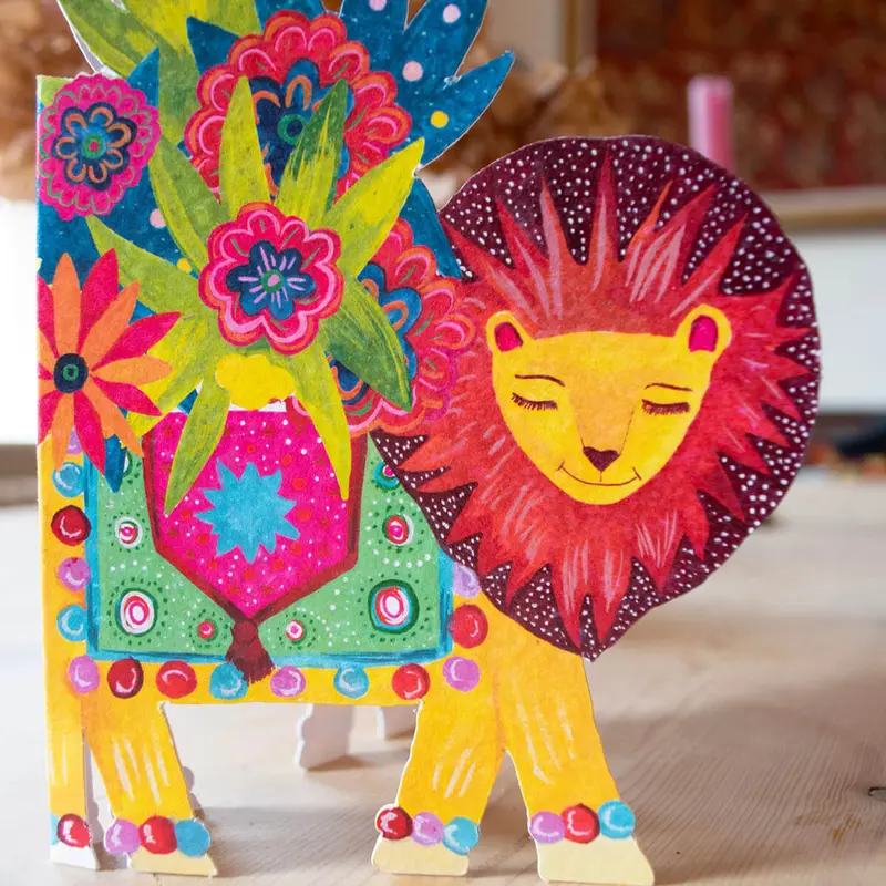 Lion Parade Die-Cut Birthday Greetings Card by Hutch Cassidy