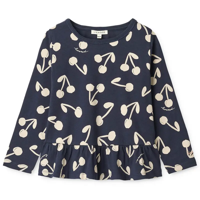 Magrit Long Sleeve Peplum T Shirt in Cherry Blossom Navy by Liewood
