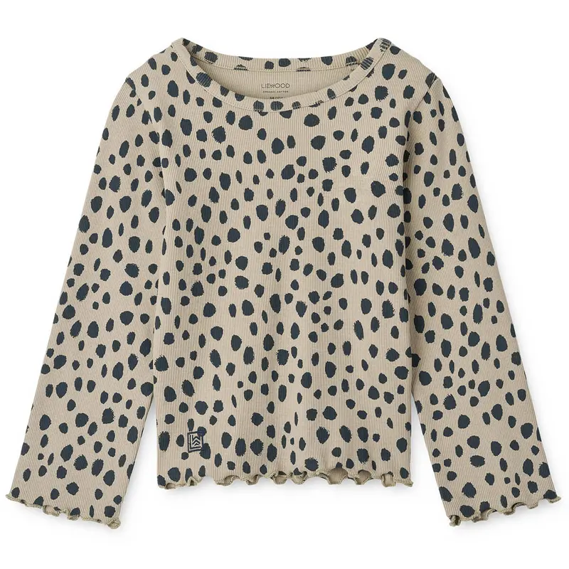 Nieve Printed Long Sleeve Rib T Shirt in Leo Spots Mist by Liewood