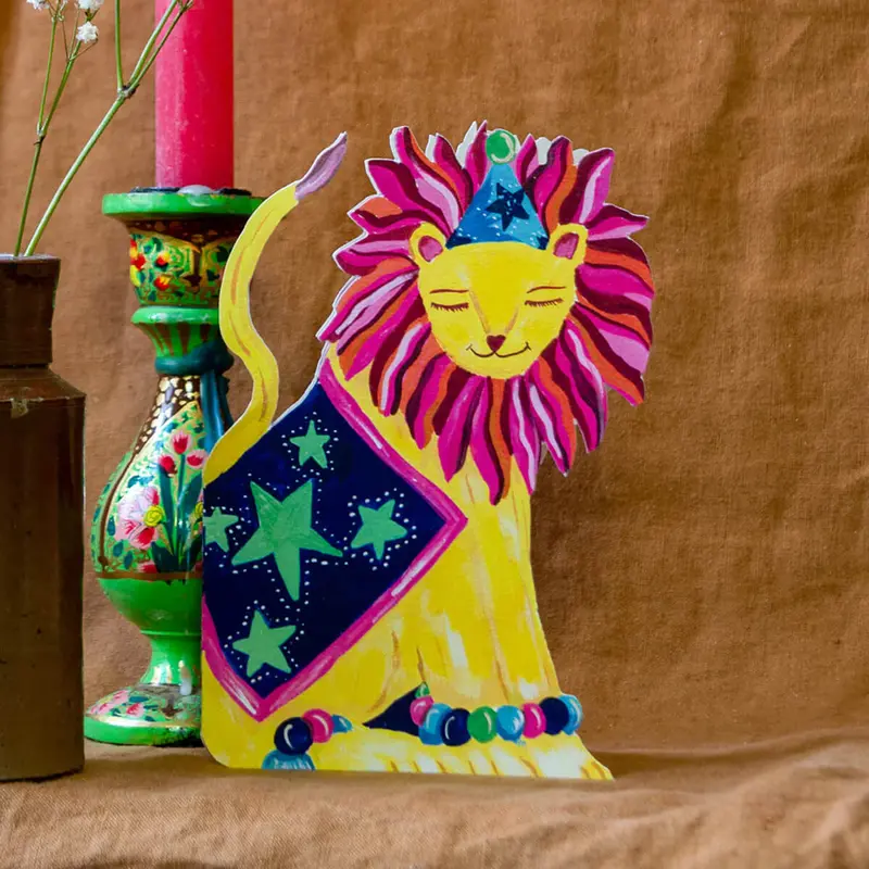 Party Lion Die-Cut Birthday Greetings Card by Hutch Cassidy