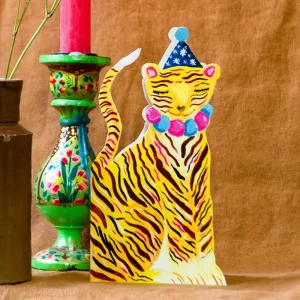 Party Tiger Die-Cut Birthday Greetings Card by Hutch Cassidy