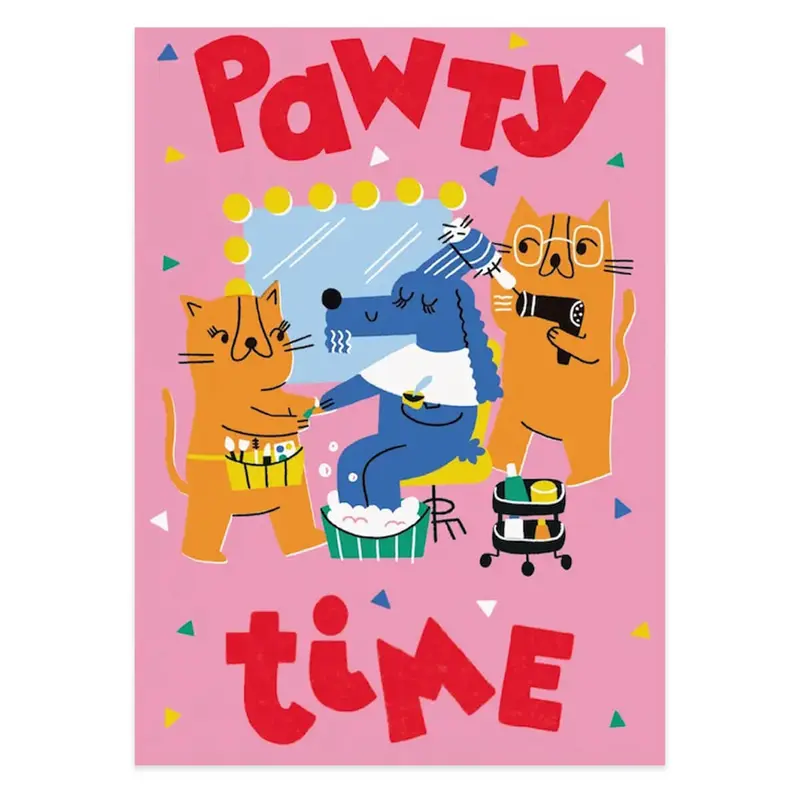 Pawty Time Birthday Greetings Card by Studio Boketto