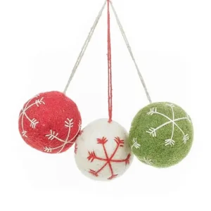 Snowflake Bauble Hanging Decorations (Set of Three) by Felt So Good