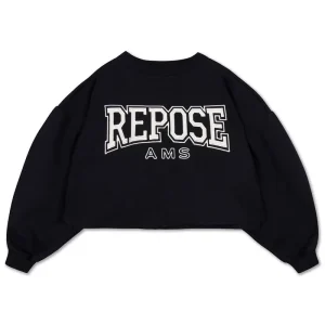 Crop Heart Sweater in Graphite Night by Repose AMS