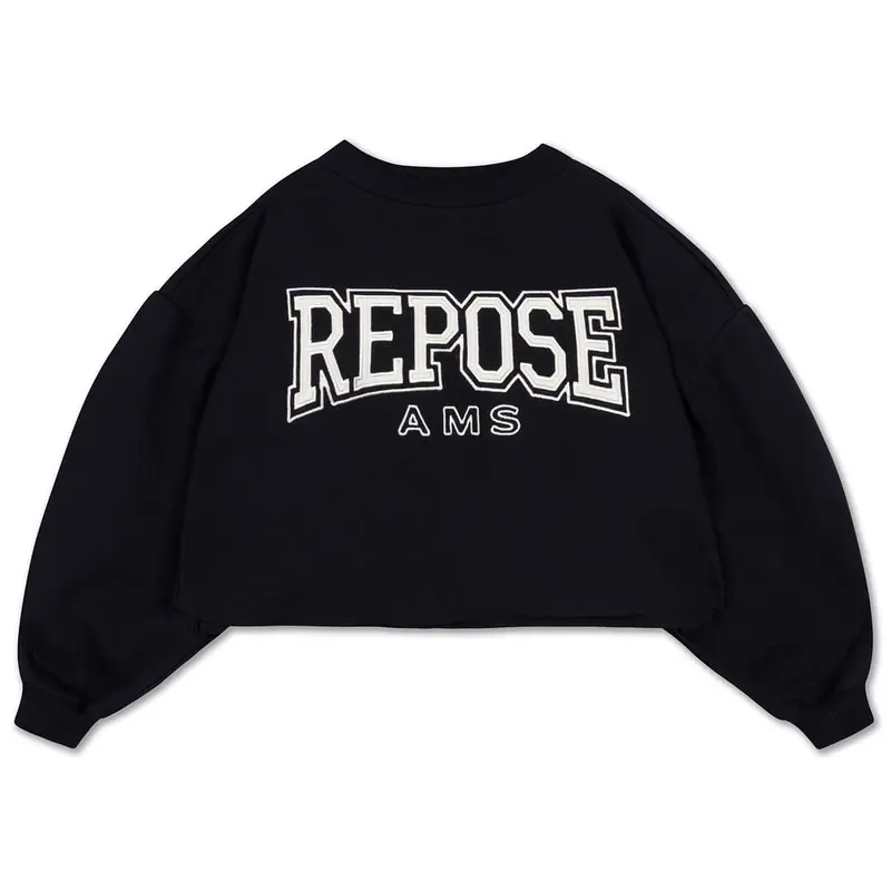 Crop Heart Sweater in Graphite Night by Repose AMS