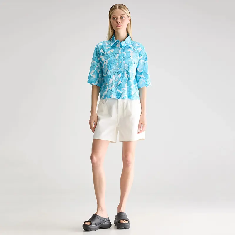 Franky Short Sleeve Shirt in Blue Print by Bellerose