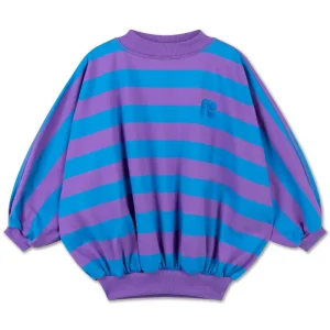 Iris Crop Sweater in Cool Pool Violet Blue Stripe by Repose AMS