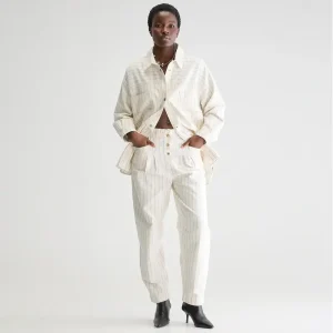 Lilo Paperbag Trousers in Ecru Pinstripe by Bellerose