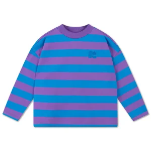 Oversized Boxy Sweater in Cool Pool Violet Stripe by Repose AMS