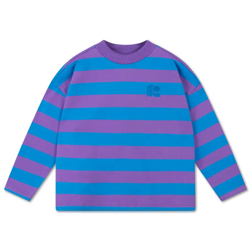 Oversized Boxy Sweater in Cool Pool Violet Stripe by Repose AMS