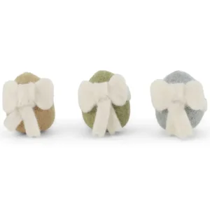 Pastel Eggs With White Bow Hanging Decorations (Set Of 3) by Gry & Sif