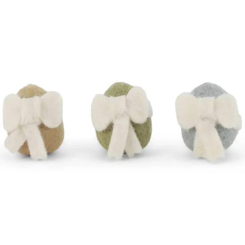 Pastel Eggs With White Bow Hanging Decorations (Set Of 3) by Gry & Sif