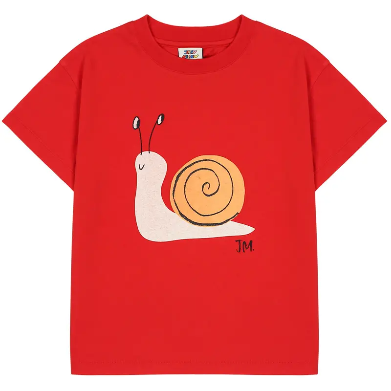 Snail T-Shirt in Red by Jelly Mallow - Last One In Stock - 8-9 Years