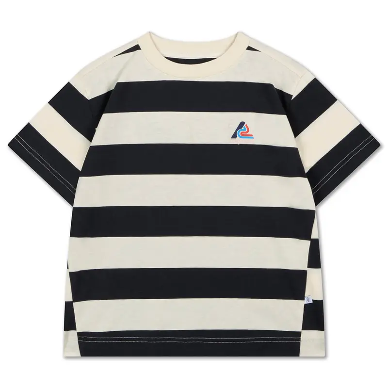 Tee Shirt in Graphite Night Block Stripe by Repose AMS