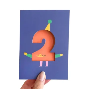 Age 2 Die Cut Greetings Card by Rumble Cards