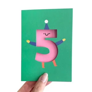 Age 5 Die Cut Greetings Card by Rumble Cards