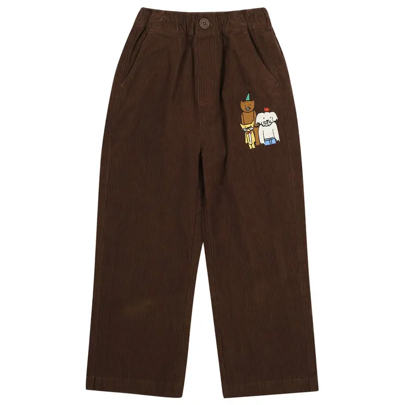 Animal Friends Corduroy Pants in Brown by Jelly Mallow