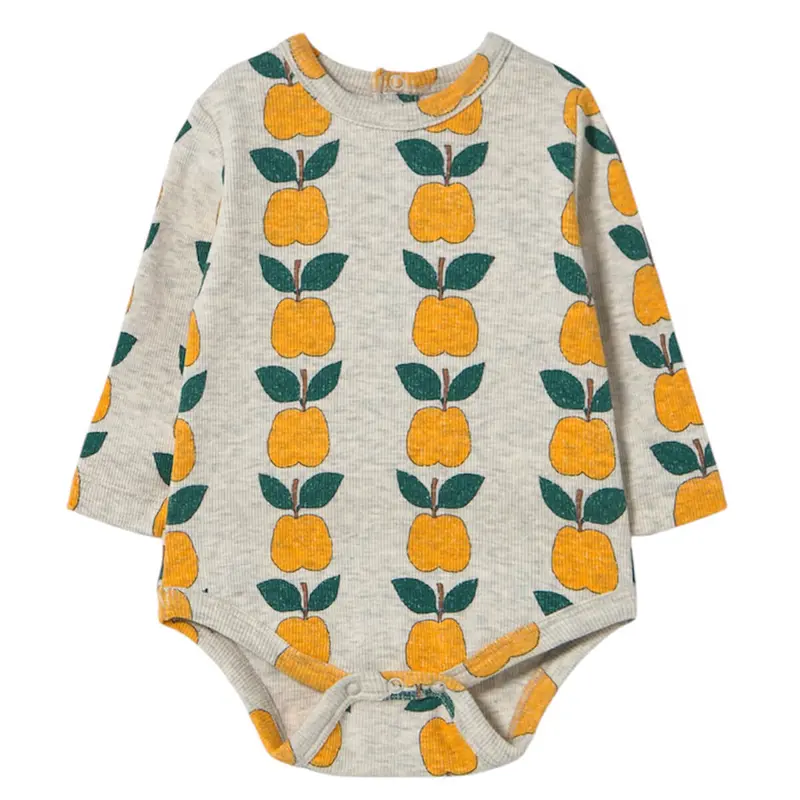 Apples Rib Body in Light Cream Heather by Tinycottons