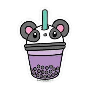 Boba Panda Vinyl Sticker by Pipsticks