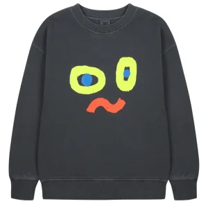 Catchy Face Glow in the Dark Sweatshirt in Charcoal by Jelly Mallow