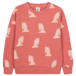 Chess Horse Pattern Sweatshirt in Brick by Jelly Mallow