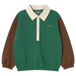 Colour Block Sweatshirt in Dark Green by Tinycottons