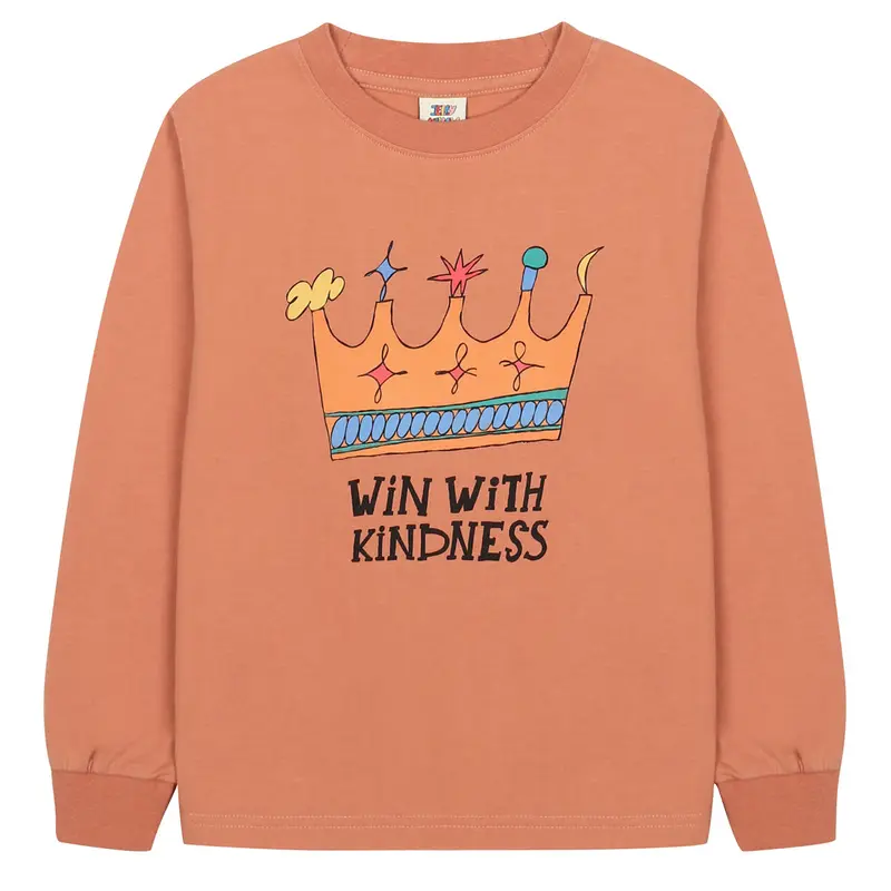 Crown Long Sleeve T-Shirt in Peach Brown by Jelly Mallow