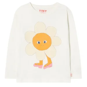 Flower Graphic Long Sleeve Tee in Off White by Tinycottons