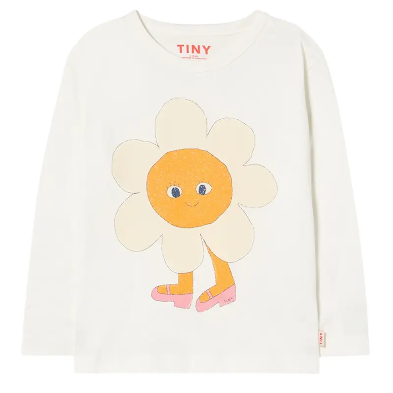 Flower Graphic Long Sleeve Tee in Off White by Tinycottons