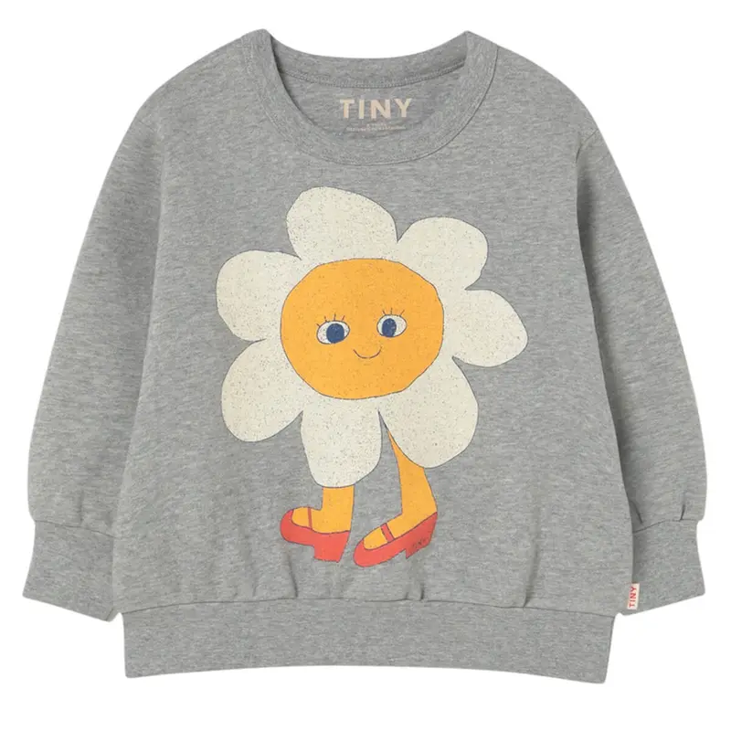 Flower Graphic Sweatshirt in Medium Grey Heather by Tinycottons