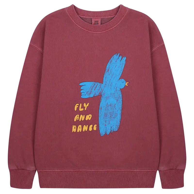 Flying Bird Pigment Sweatshirt in Burgundy by Jelly Mallow