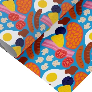 Full English Breakfast Pattern Gift Wrap by Studio Boketto
