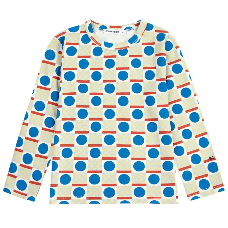 Geometric Scacs All Over Long Sleeve T-Shirt by Bobo Choses