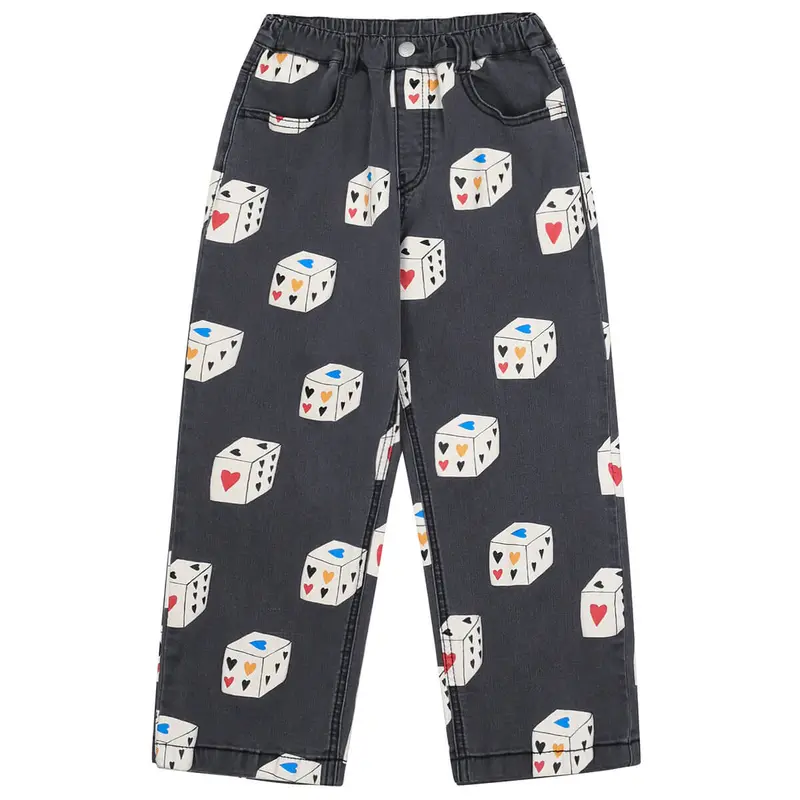 Heart Dice Denim Pants in Indigo by Jelly Mallow