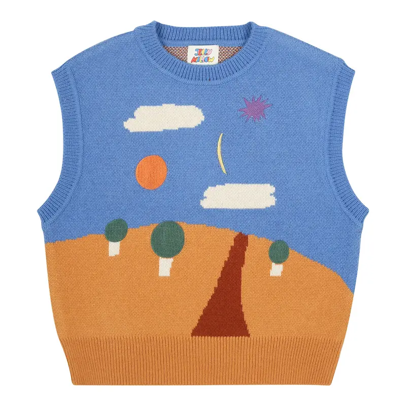 Landscape Knit Vest in Blue by Jelly Mallow