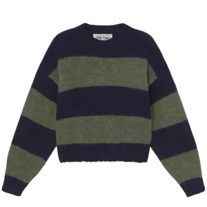 Oversized Stripe Sweater in Navy / Khaki by The Tiny Big Sister