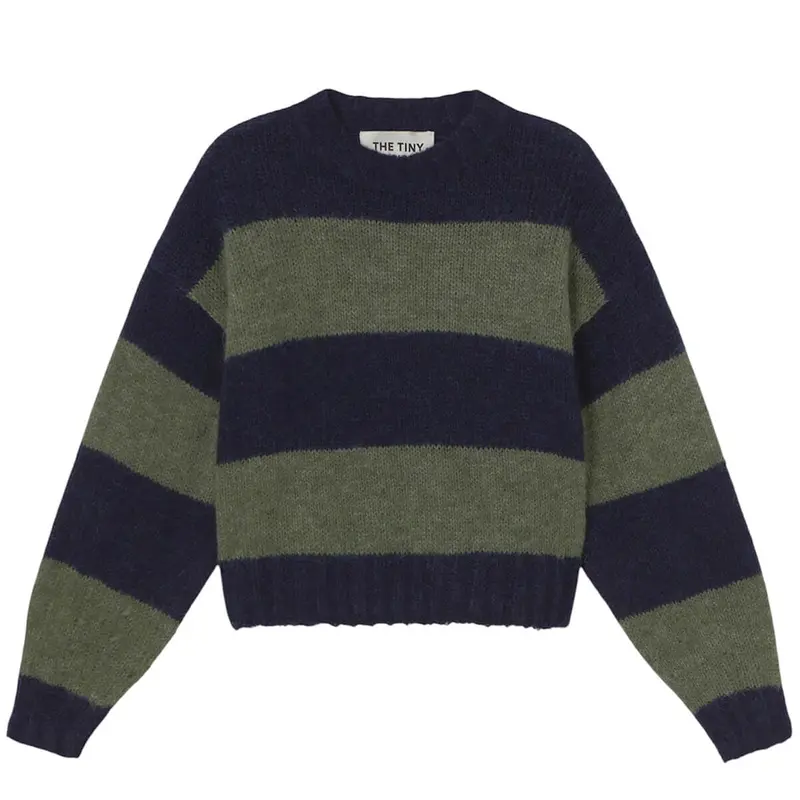 Oversized Stripe Sweater in Navy / Khaki by The Tiny Big Sister