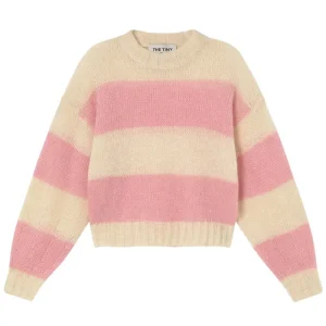 Oversized Stripe Sweater in Vanilla / Pastel Pink by The Tiny Big Sister