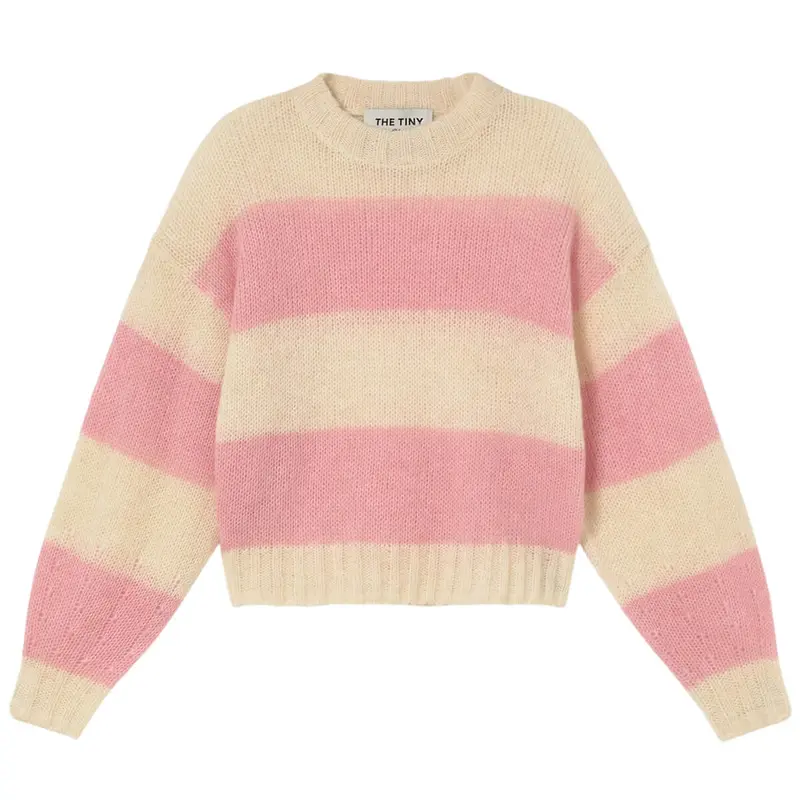 Oversized Stripe Sweater in Vanilla / Pastel Pink by The Tiny Big Sister