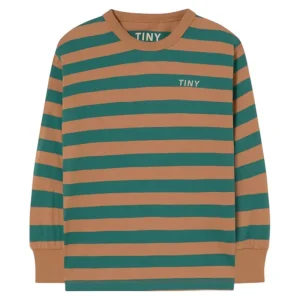 Stripes Long Sleeve Knit Tee in Dark Green by Tinycottons