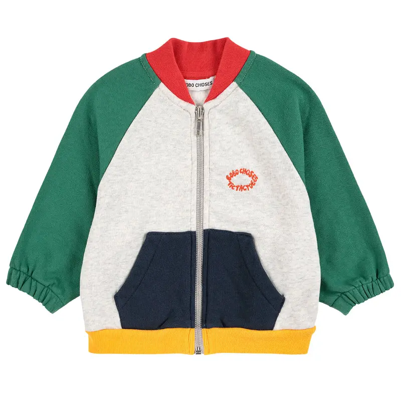 Tic Tac Toe Colour Block Zipped Baby Sweatshirt by Bobo Choses